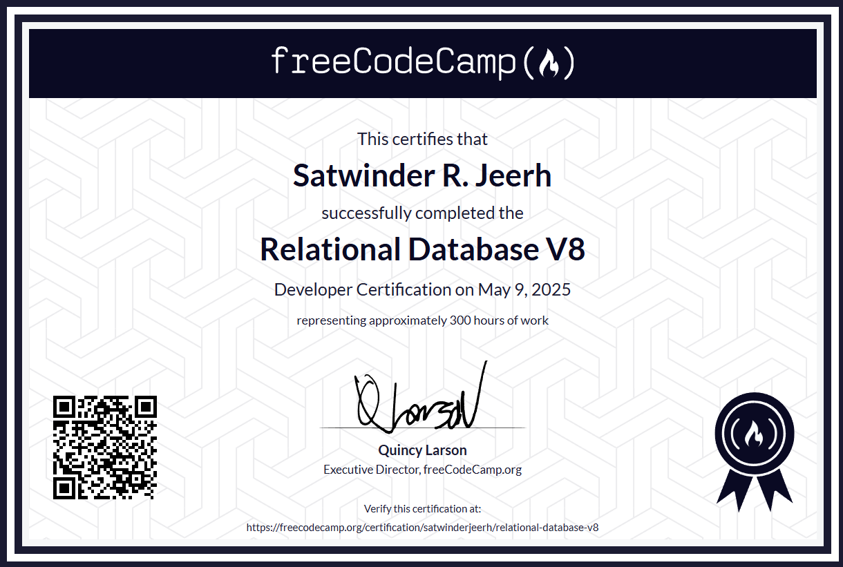 Relational Database Certification